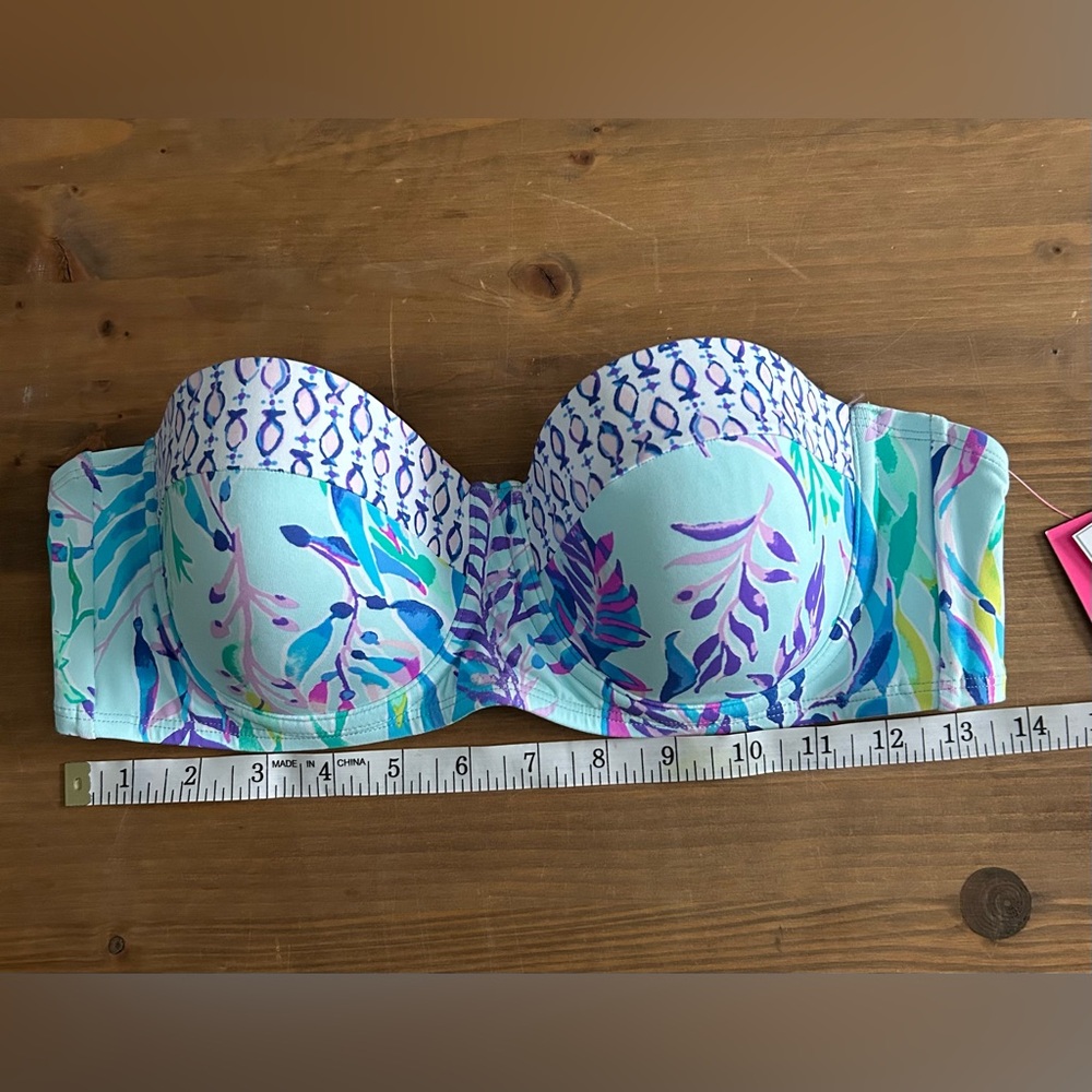NWT Lilly Pulitzer Bikini Swim Leven Bandeau Top Blue Oasis Swim Shady Size 8 - Picture 11 of 11